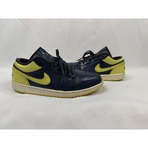 Nike Air Jordan 1 Low 553558-417 Men 11.5 Sneakers Squadron Blue Electric Yellow